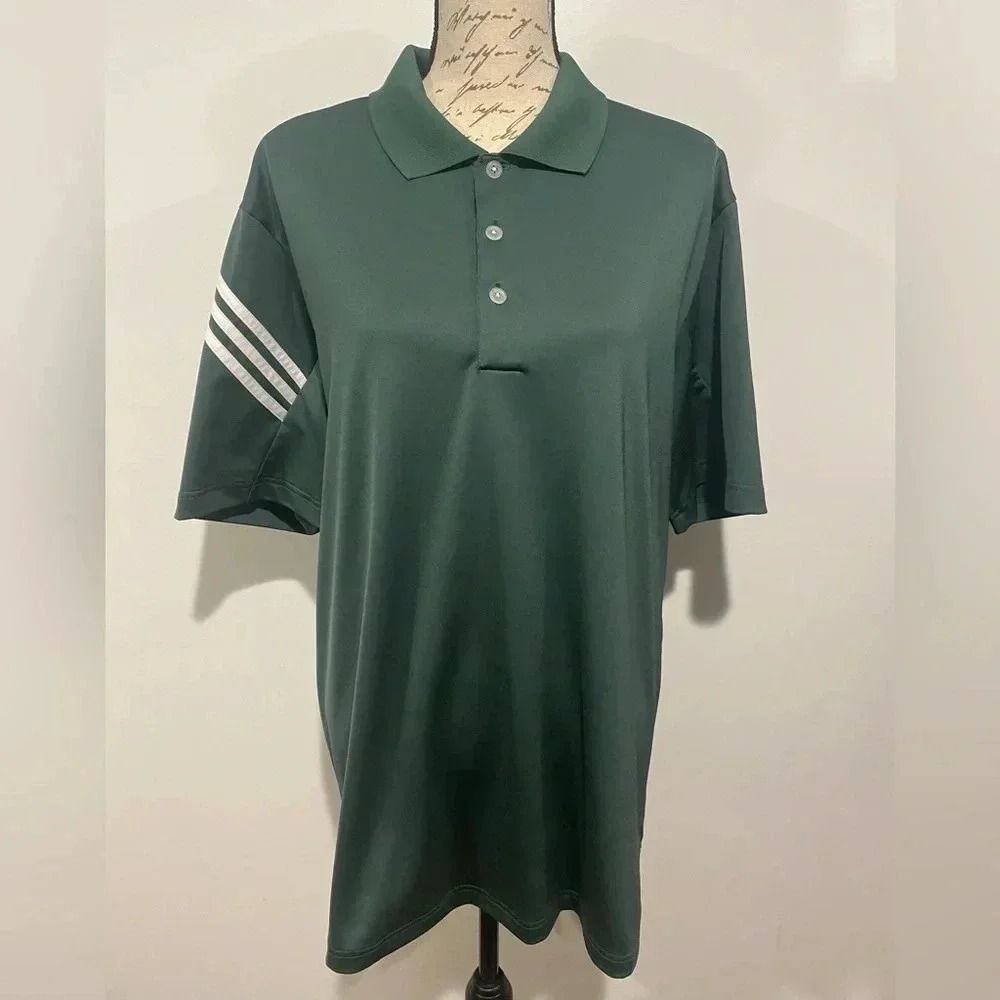 Adidas Pure Motion Cool Max golf polo. Size Large. Dark green/white